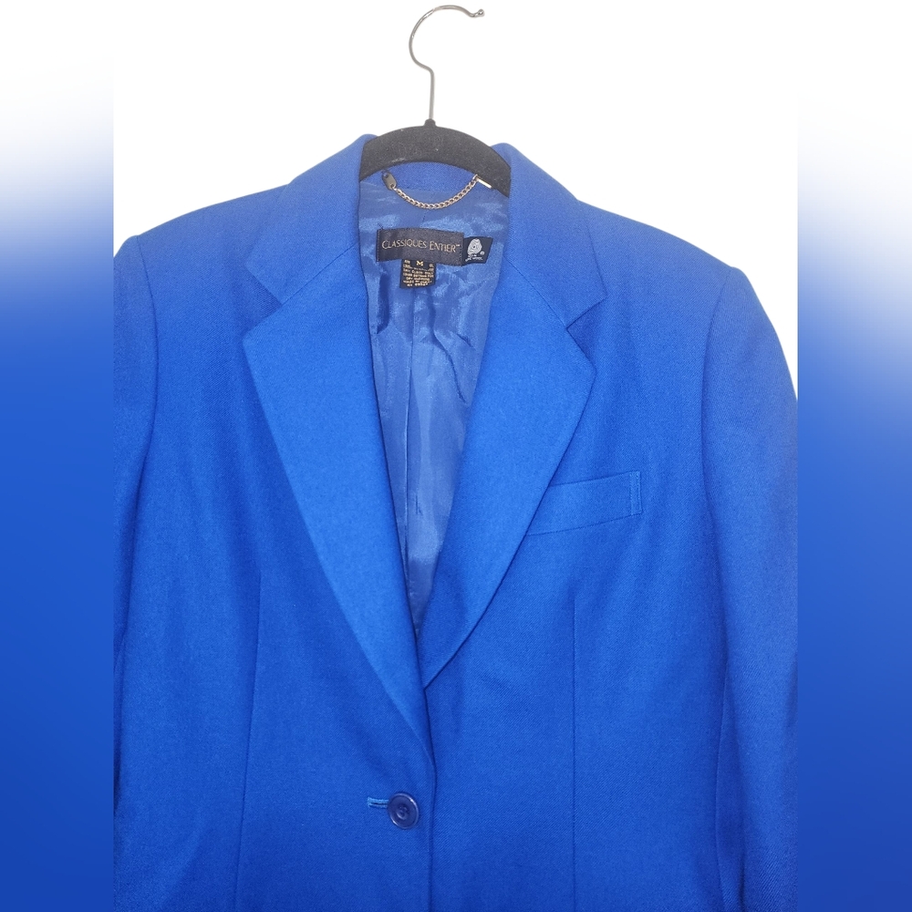 CLASSIQUES ENTIER blue wool blazer, size M, women's - Picture 2 of 5